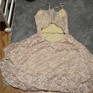 Source Unknown Blush Pink Backless Lace Party Dress